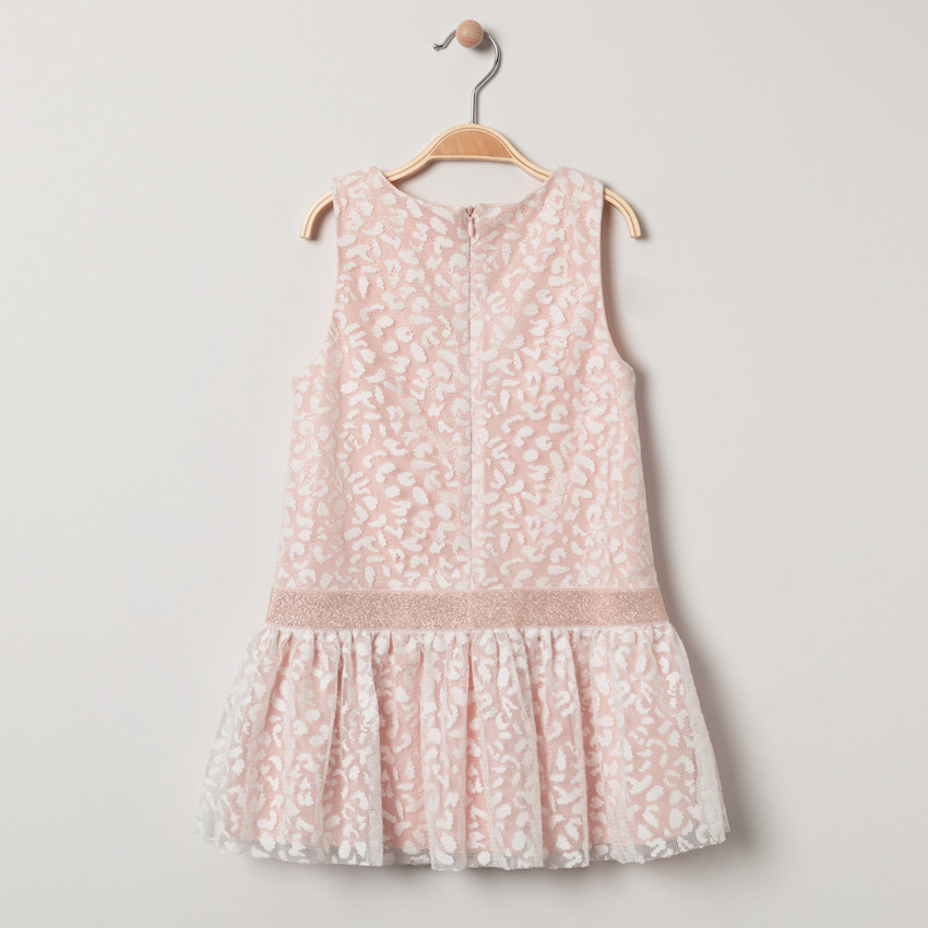 Robe de cérémonie sans manches en tulle motif léopard 