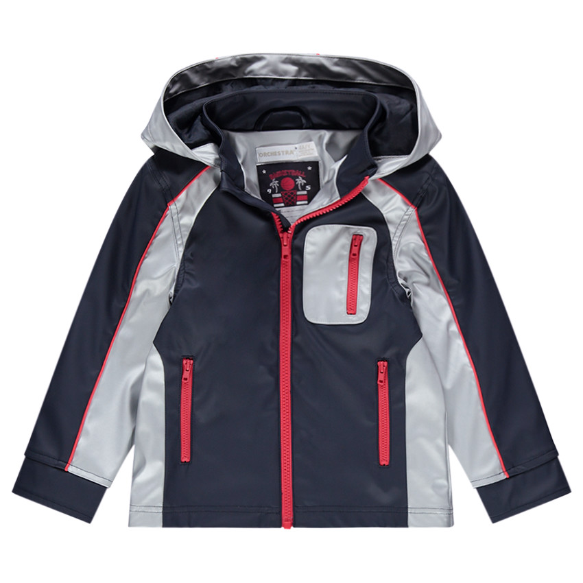 Cortavientos con capucha y bolsillos con cremallera  