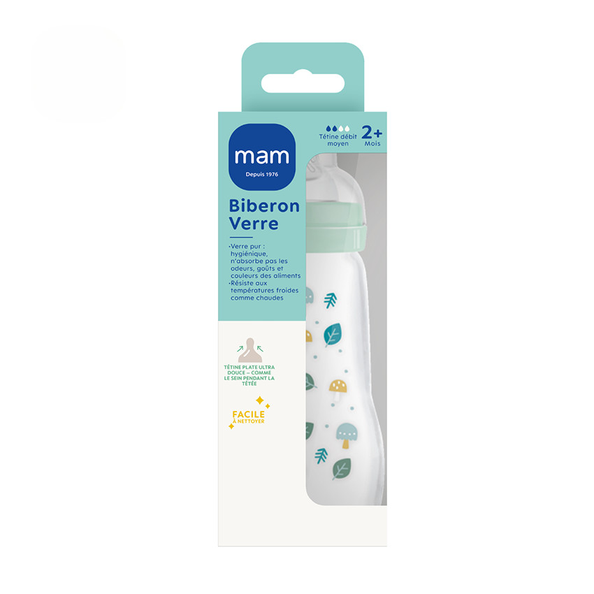 Biberón de vidrio 260ml tetina flujo 2  