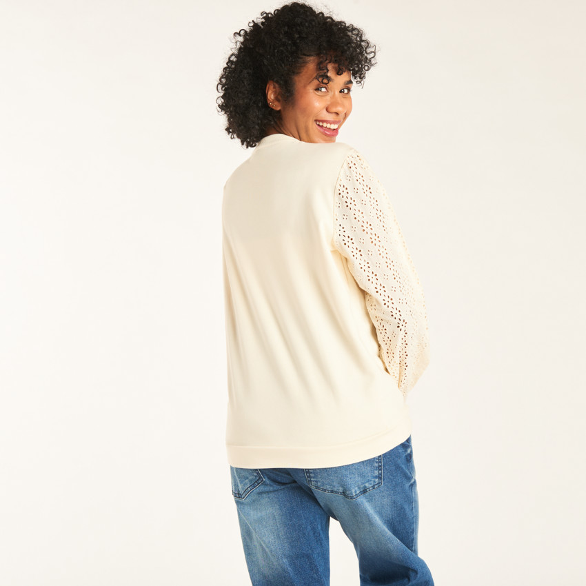 Sudadera de felpa efecto 2 en 1 unicolor para mujer 