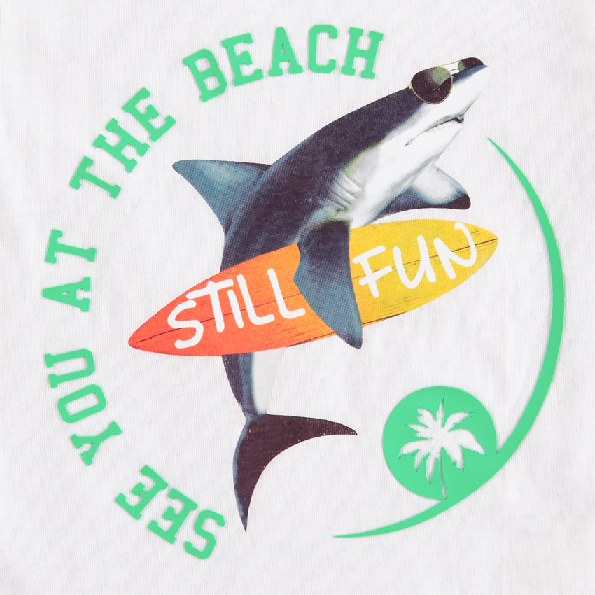 Conjunto de playa con camiseta con estampado de lentejuela y bermudas de felpa 