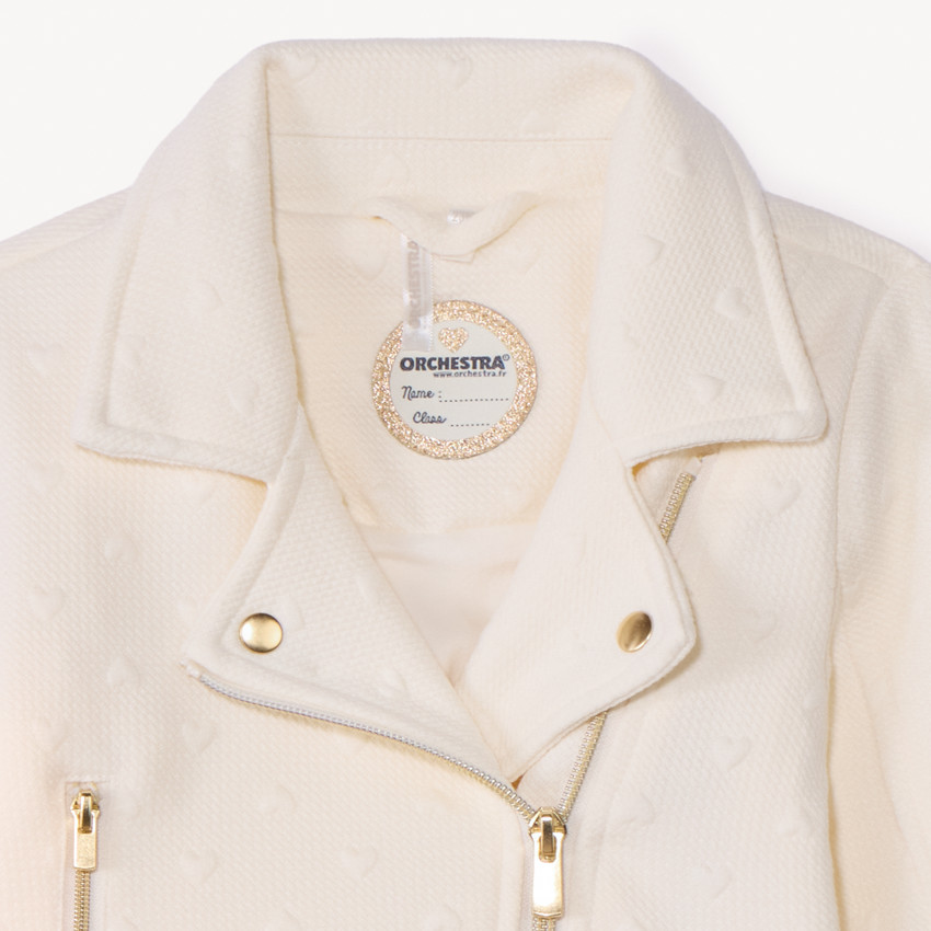 Chaqueta perfecta de jacquard con motivos de corazones para bebé niña 