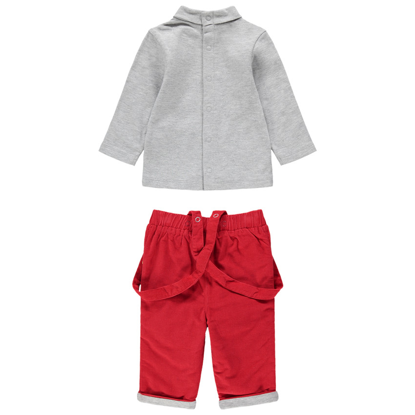 Conjunto con camiseta con estampado de Mickey y pantalón de terciopelo acanalado 