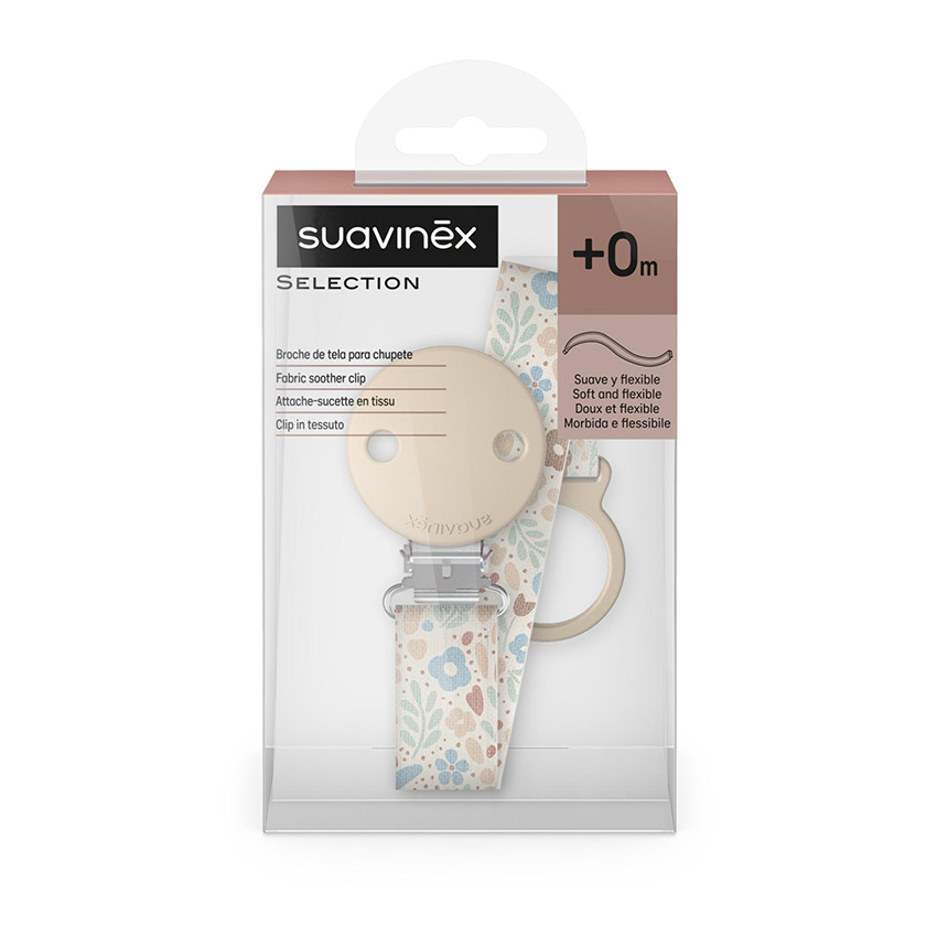 Chupetero broche y cinta de tela Wonder Liberty beige 