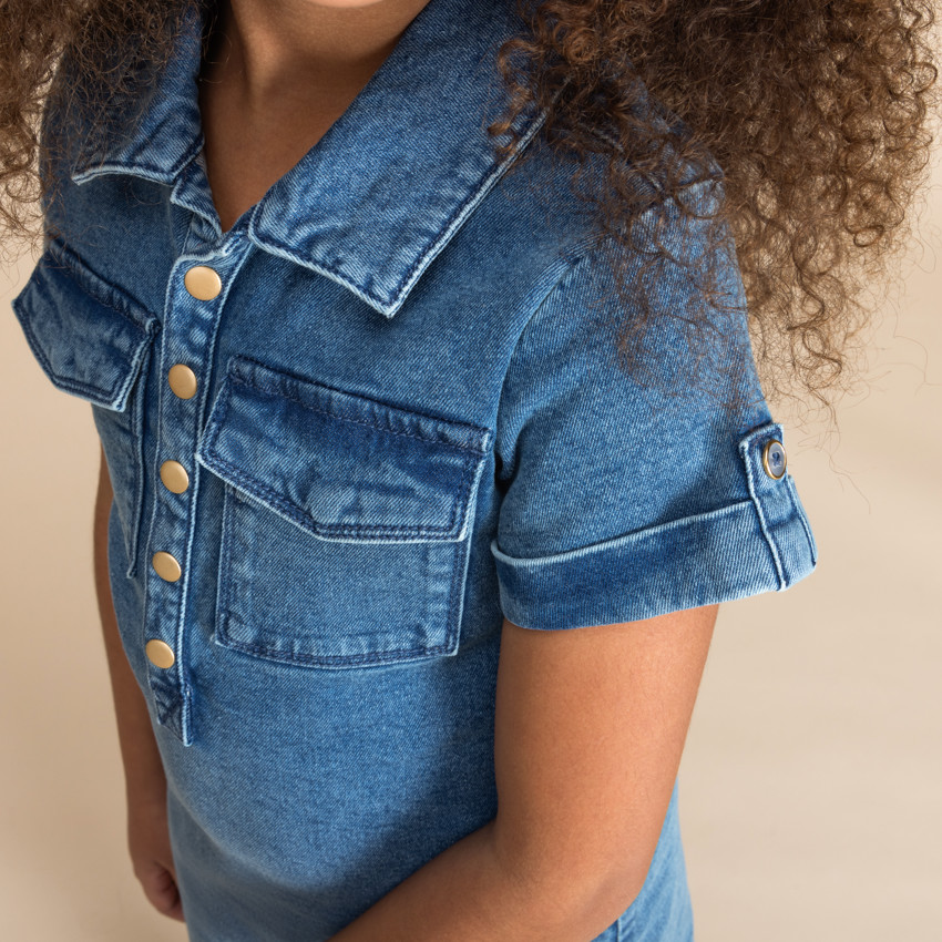 Camisa de mezclilla de manga corta para niña 