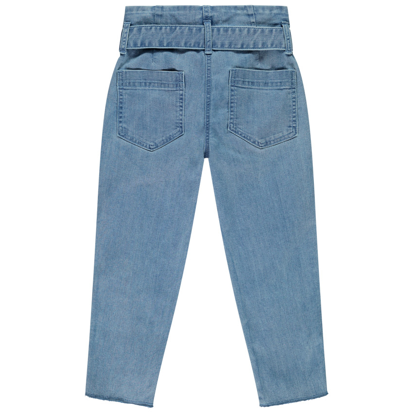 Jeans tiro alto flores bordadas 