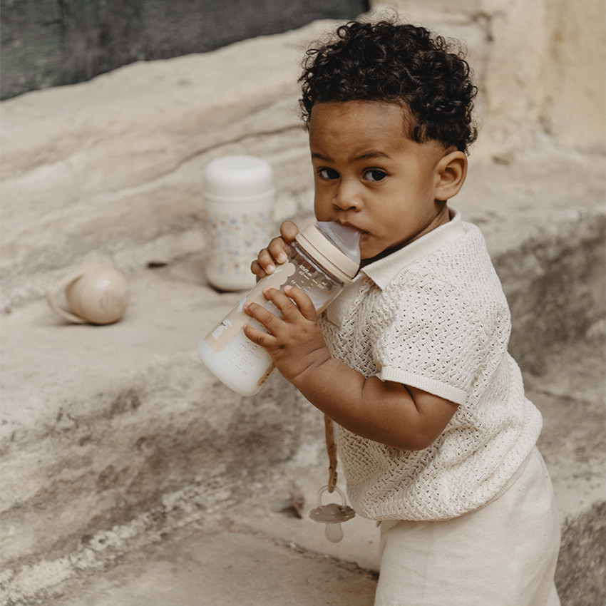 Biberón con tetina fisiológica SX PRO L 360ml Wonderland Conejos beige 