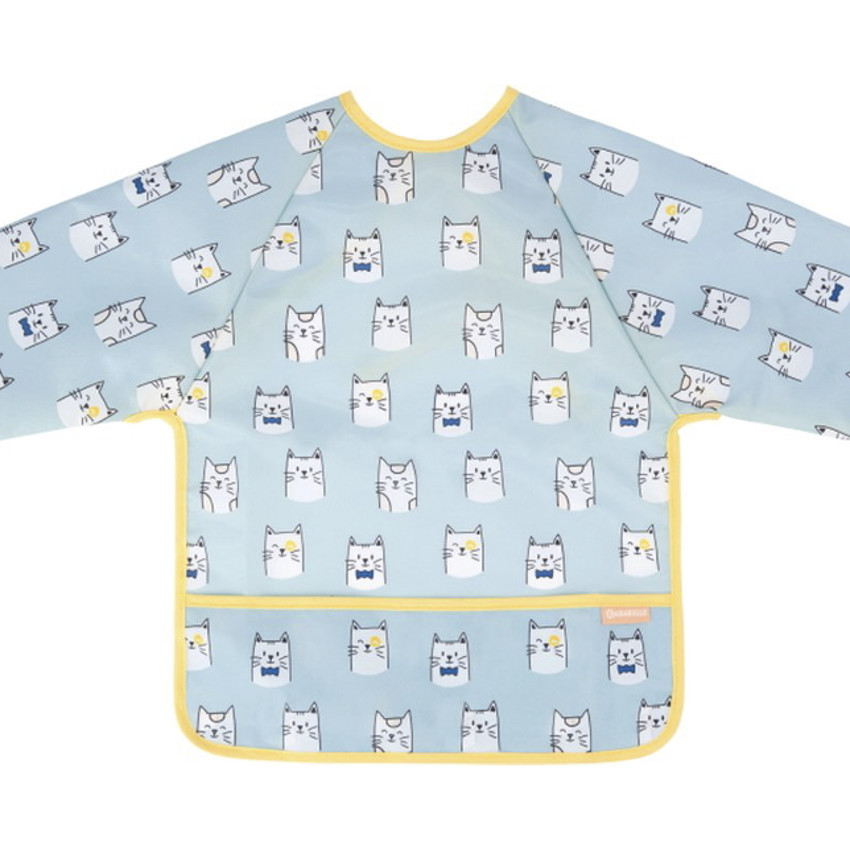 Badabulle babero de manga larga azul 