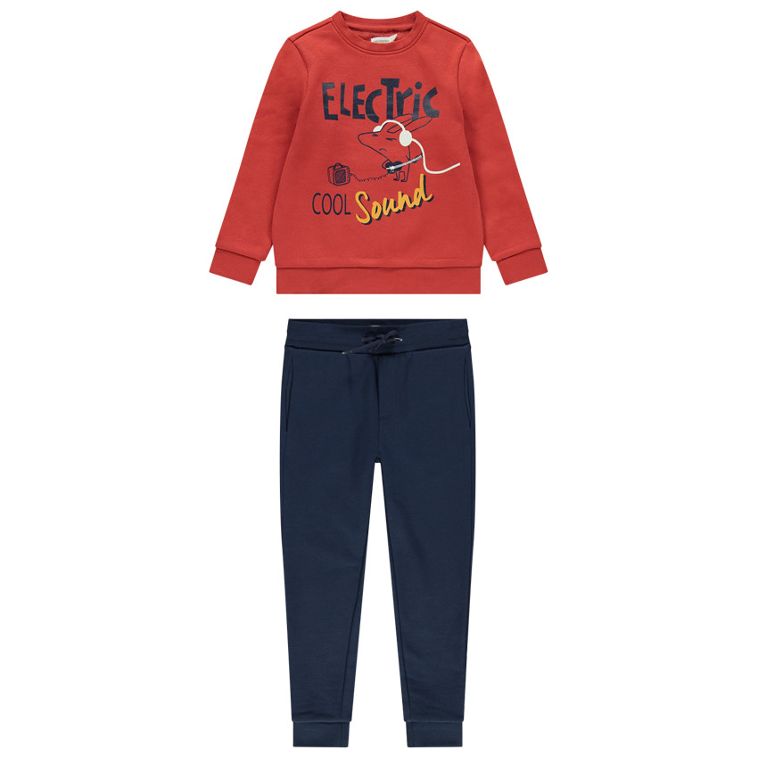 Jogging en molleton bicolore à imprimé fantaisie  