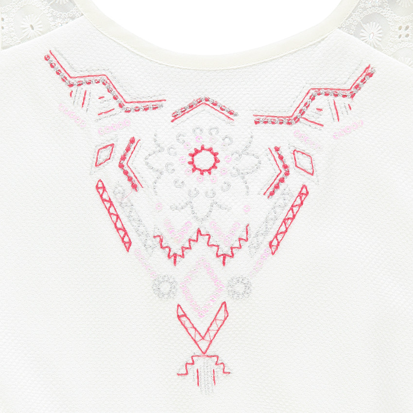 Combishort sin mangas de gasa de algodón con estampado de jacquard 