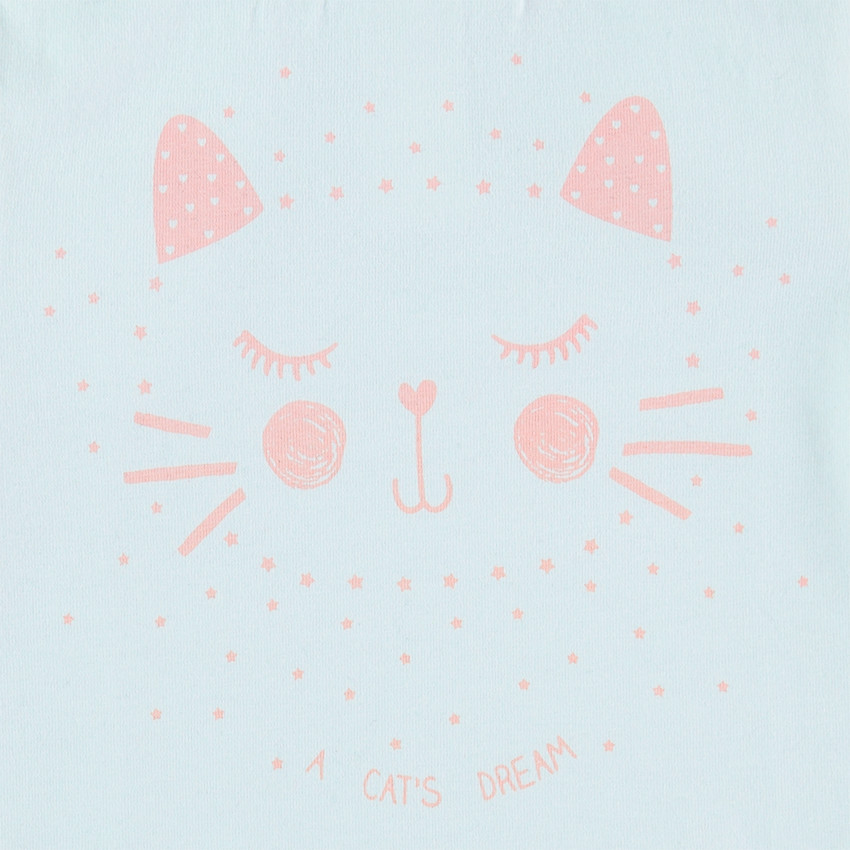 Camiseta de punto con cuello chimenea y gato estampado 