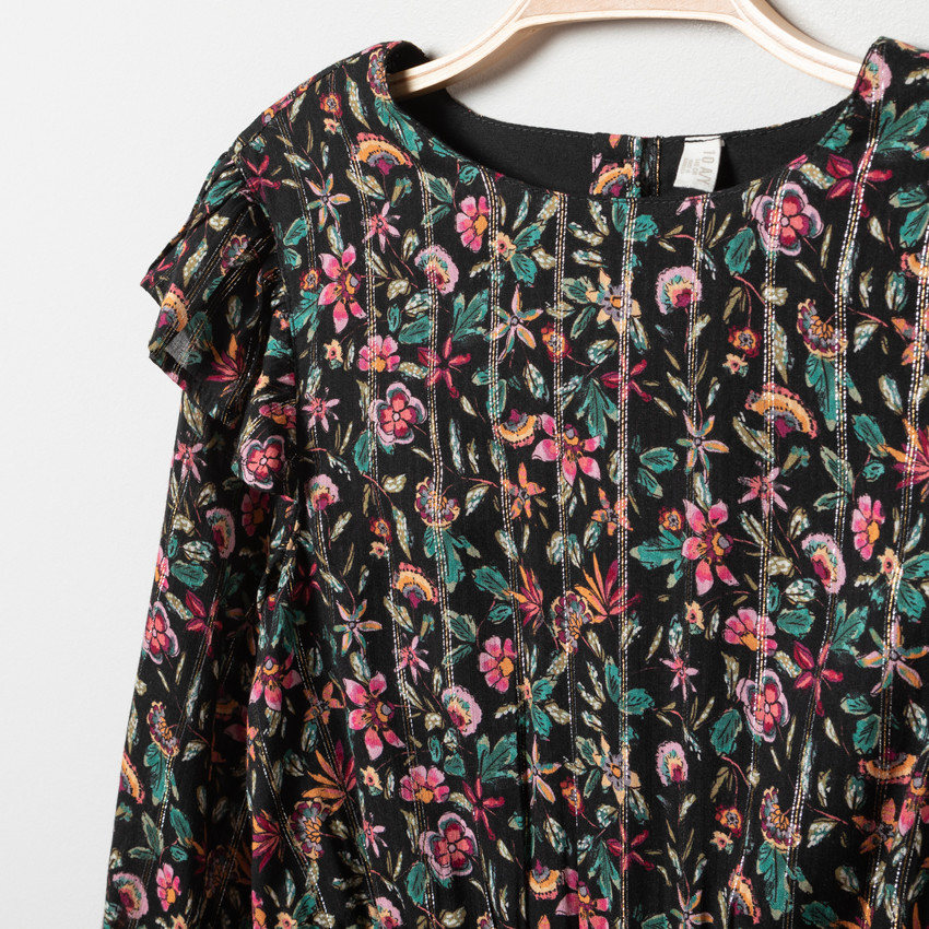 Vestido de manga larga estampado floral 