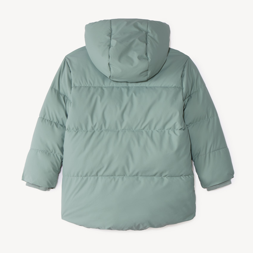 Chaqueta larga con capucha para niño, forrada de micropolar. 