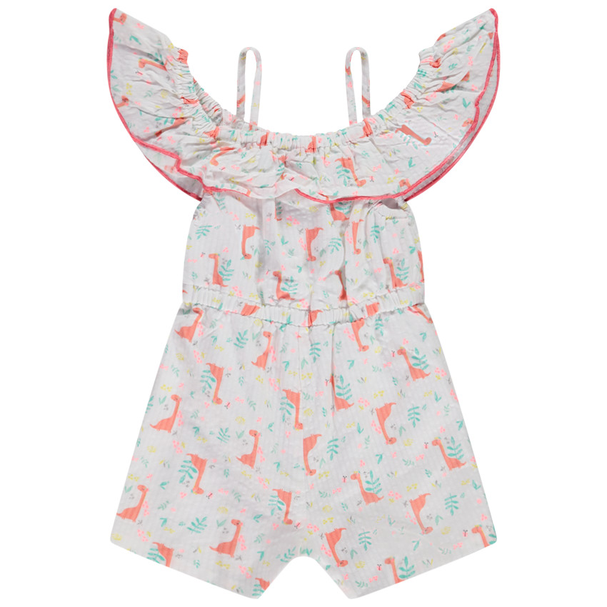 Combishort con volante estampado de dinosaurios para niña bebé 