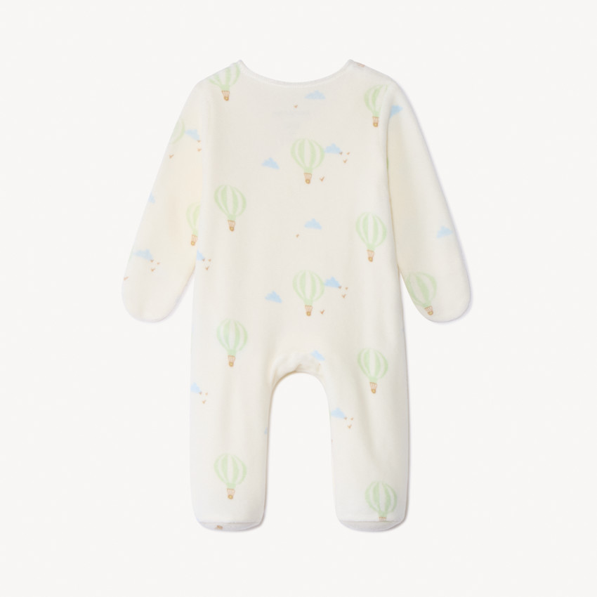 Pelele de terciopelo impreso con globos aerostáticos para bebé prematuro 