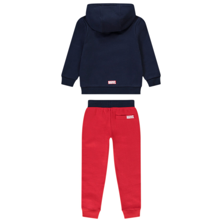 Conjunto en lana de sudadera con capucha con estampado Spiderman Marvel + pantalón de chándal para niño 