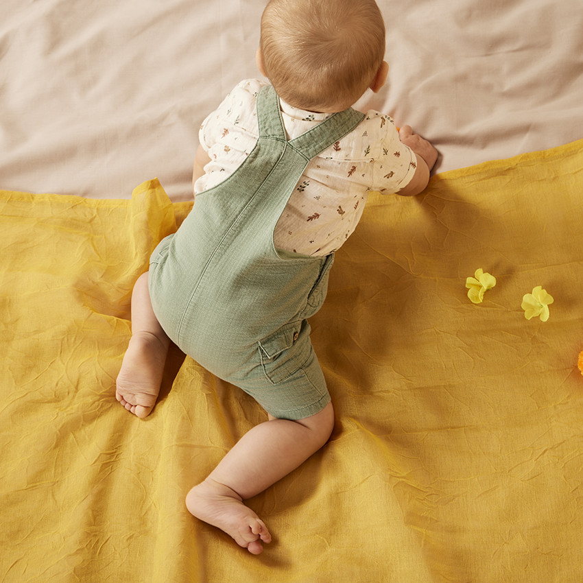 Conjunto 2 piezas con peto bordado para bebe nino Orchestra