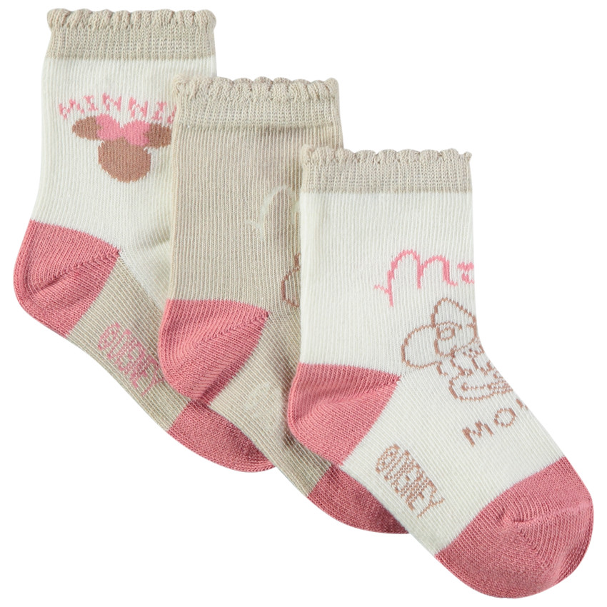 Lote de 3 pares de calcetines estampados Minnie Disney para bebé niña 