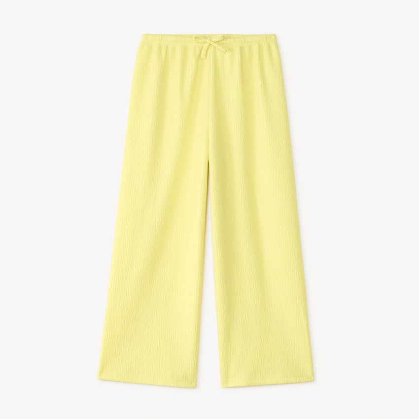 Pantalón fluido de jersey texturizado liso para niña 