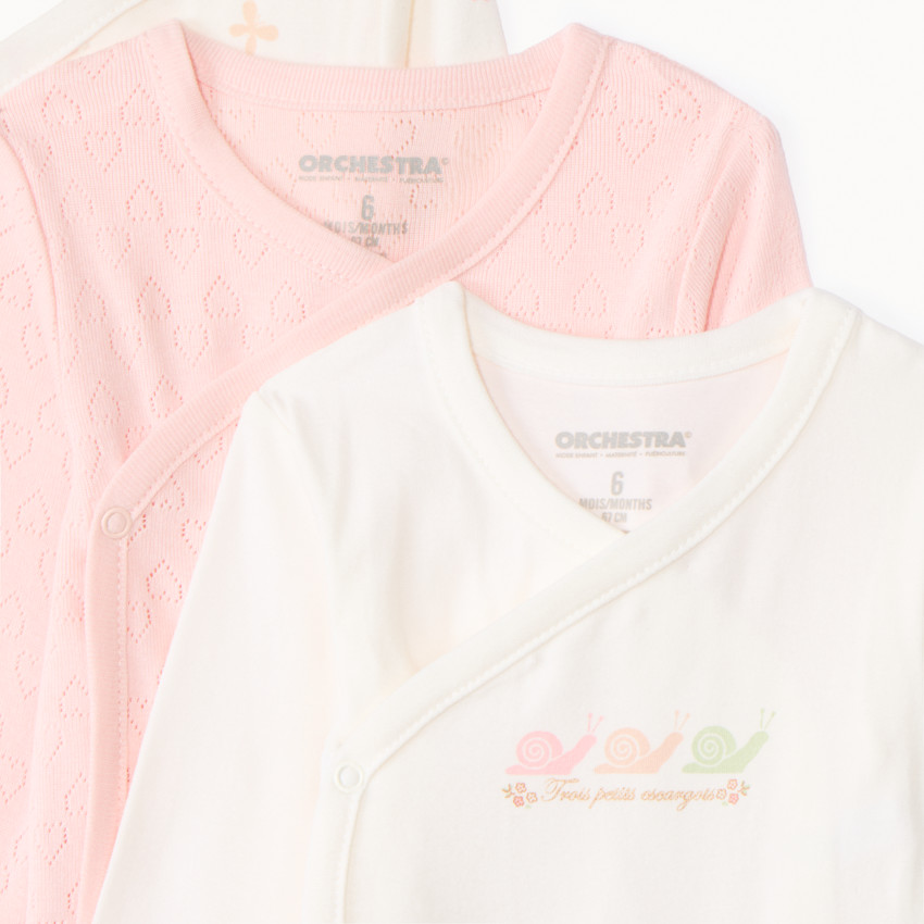 Lote de 7 bodies de manga larga fantasía para bebé niña con aperturas diferentes según la edad 