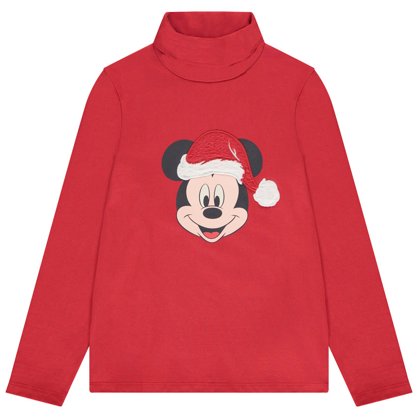 Camiseta de cuello vuelto con estampado de Mickey Disney de Navidad para niño 