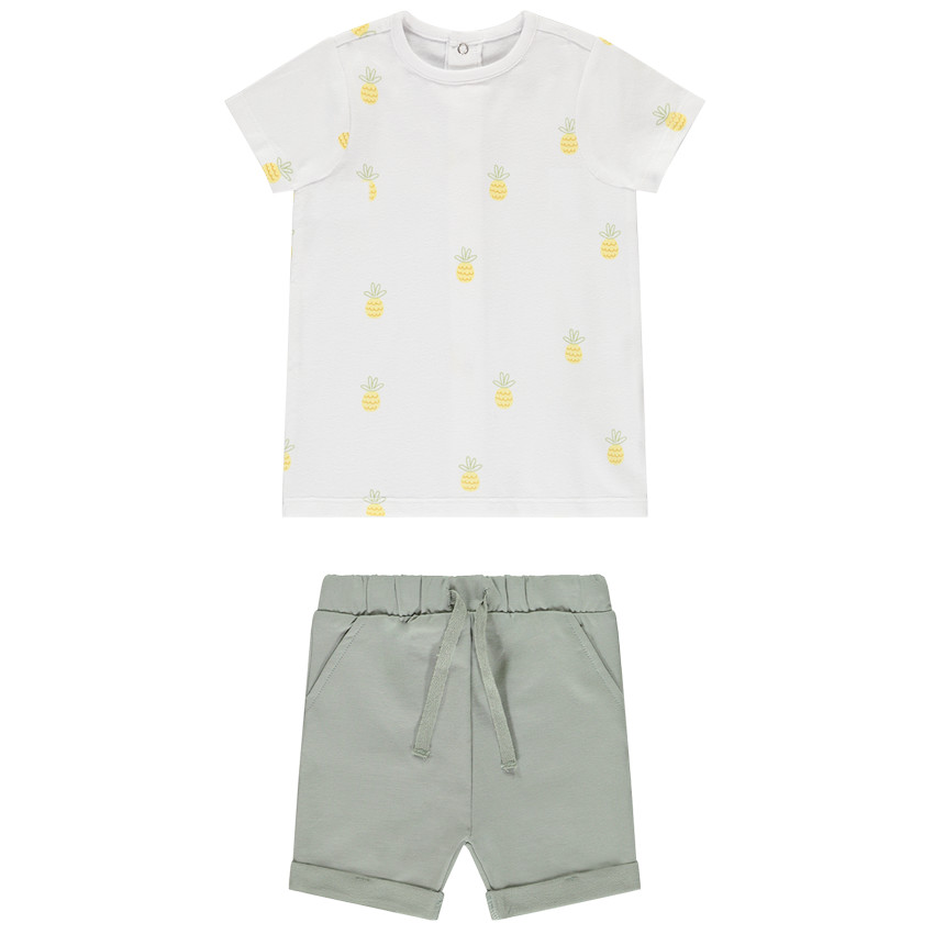 Conjunto 2 piezas con camiseta estampada de piña para bebé niño 
