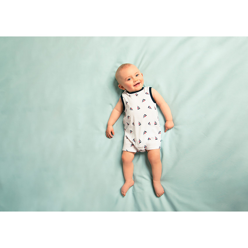 Lot de 2 combinaisons courtes imprimé voiliers pour bébé garçon 