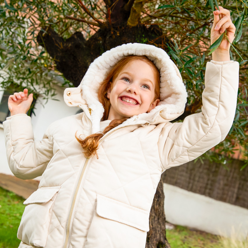 Chaqueta de twill y sherpa de manga larga + chaleco para niña 