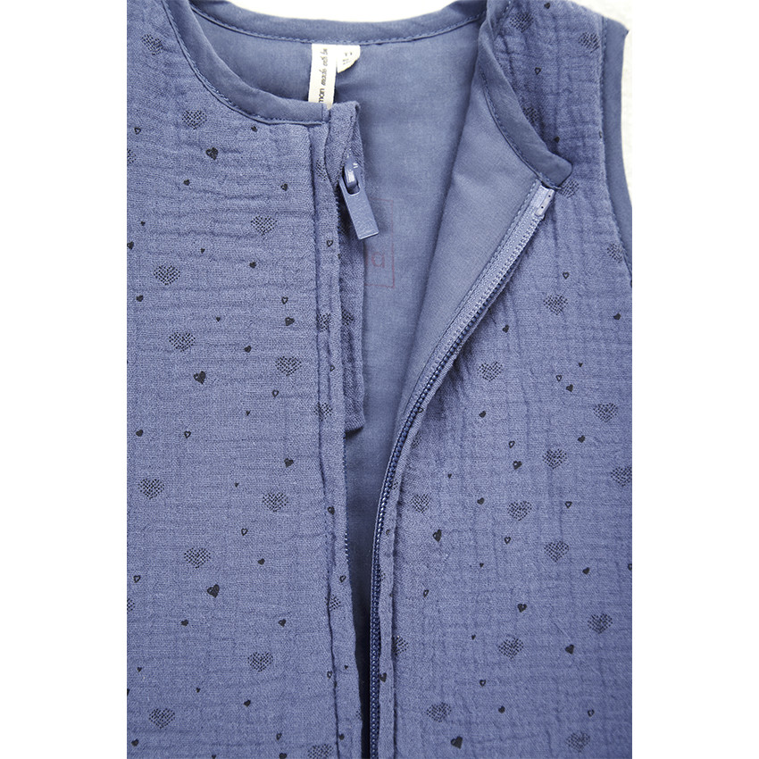 Saco de dormir TOG 2 con estampado de corazones en gasa de algodón 