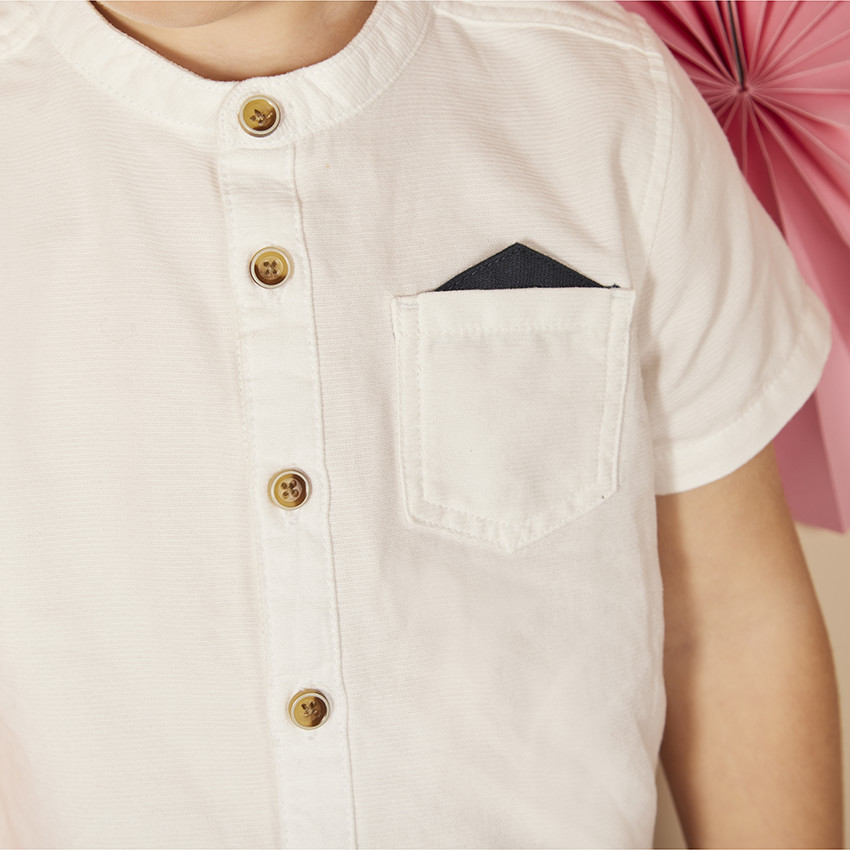 Camisa manga corta cuello mao con pañuelo para bebé niño 