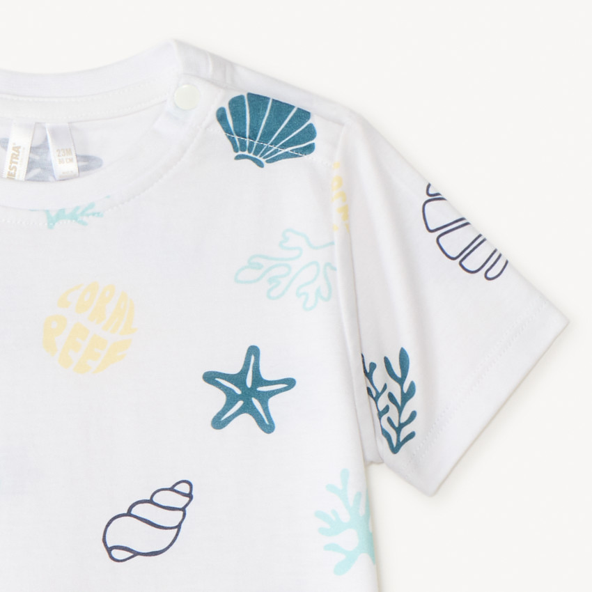 Conjunto corto de 2 piezas, camiseta y bermudas para bebé niño. 