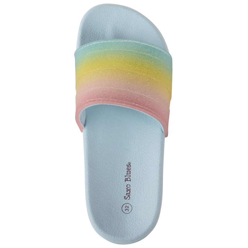 Chanclas de arcoíris brillantes para niña con tira según la talla 