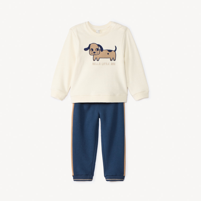 Ensemble jogging molleton motif chien pour bébé garçon 