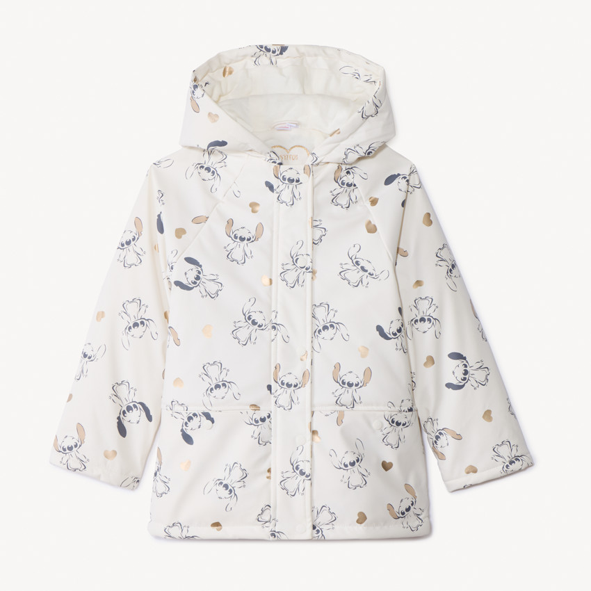 Parka de goma con estampado de corazones y Stitch Disney para niña 