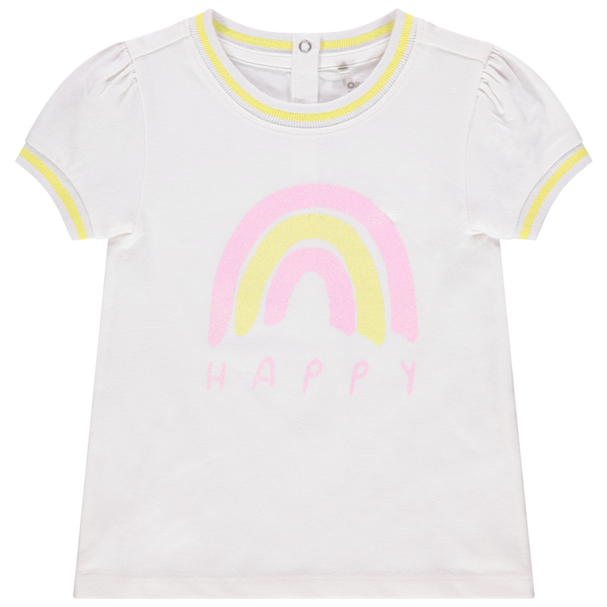Camiseta manga corta de algodón orgánico estampado fantasía 
