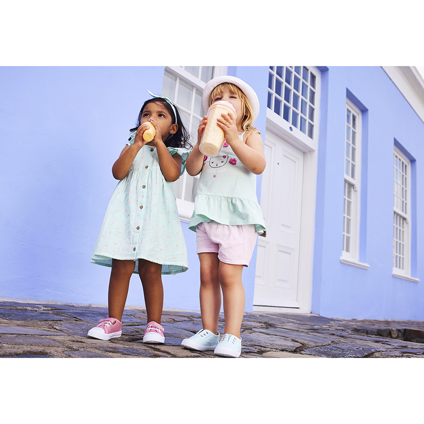 Conjunto de 3 piezas vestido + pololo + diadema de lunares para niña 