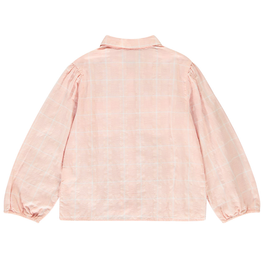 Camisa de manga larga abullonada a cuadros para niña 