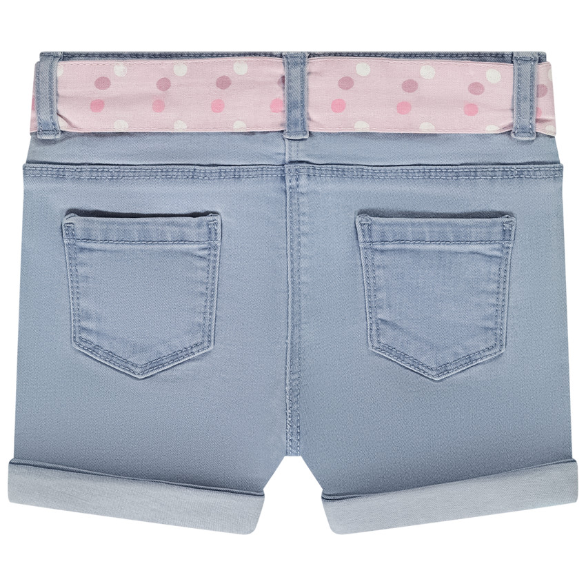 Short vaquero con cinturón pañuelo y corazones de lentejuelas para bebé niña  Additional Short vaquero con cinturón pañuelo y corazones de lentejuelas para bebé niña