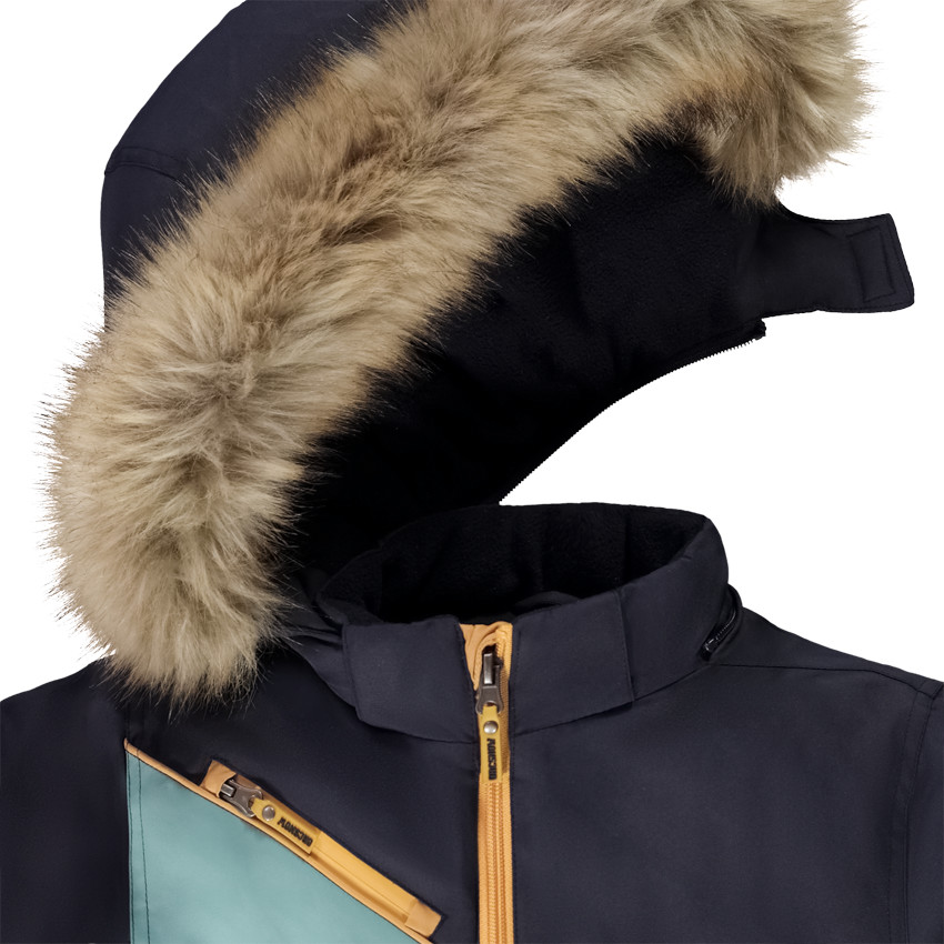 Blusón de esquí efecto color block con capucha removible para niño 