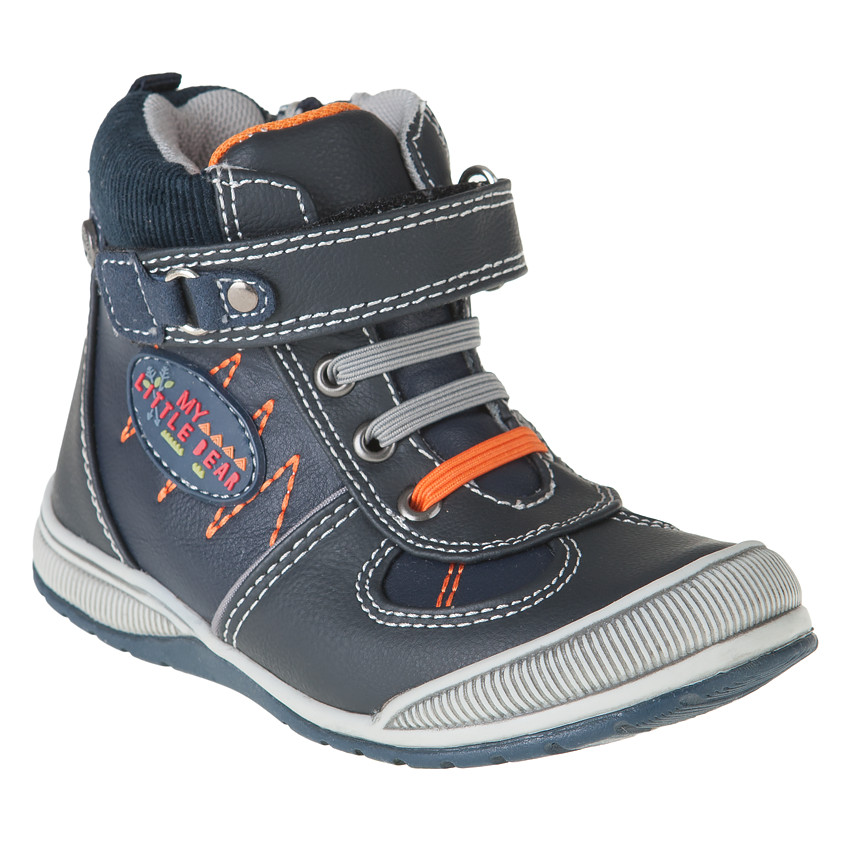 Botines efecto piel con cordones, velcro y cremallera 