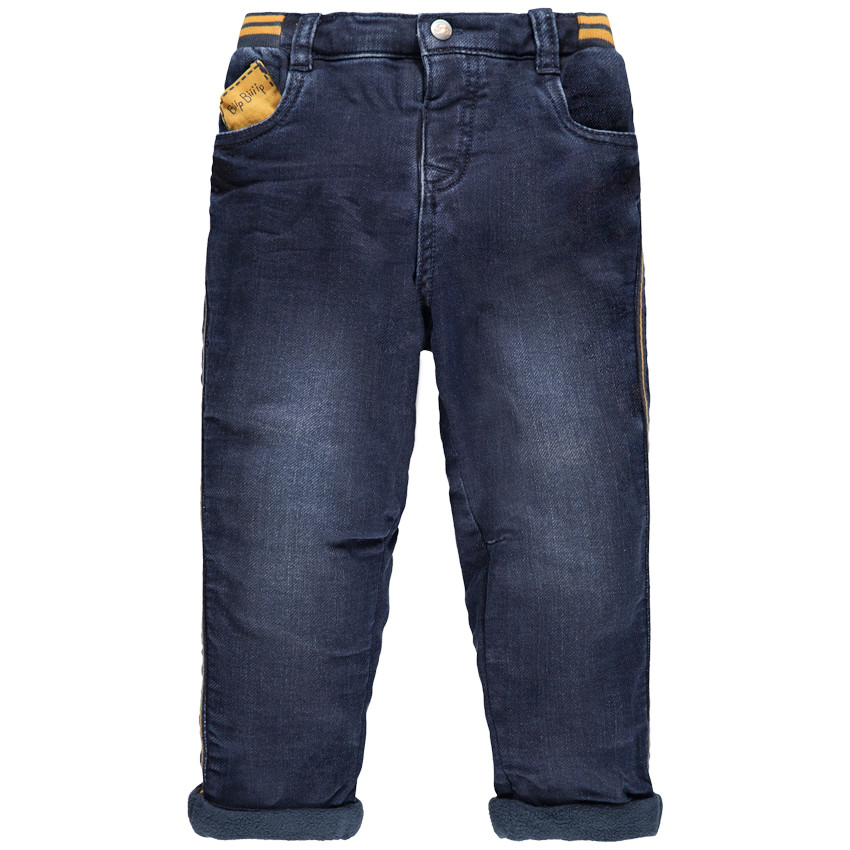 Vaqueros con efecto desgastado con forro de micropolar y toques amarillos  Additional Vaqueros con efecto desgastado con forro de micropolar y toques amarillos