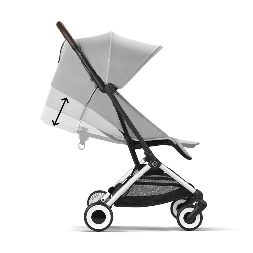 Carrito de bebé ultra compacto Orfeo chasis silver color fog grey 