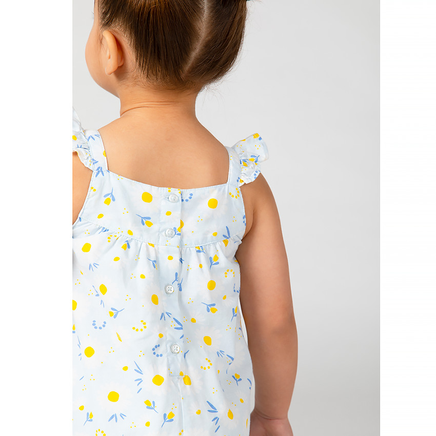 Vestido de tirantes con volantes estampado de margaritas para bebé niña 