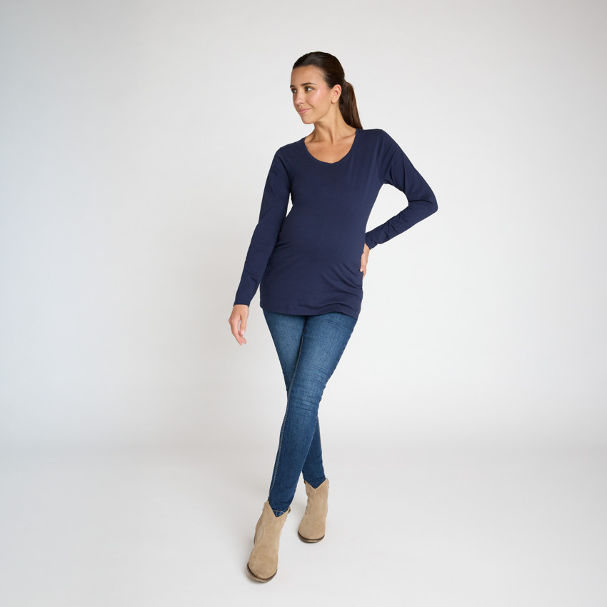 Camiseta de manga larga unicolor para embarazada 