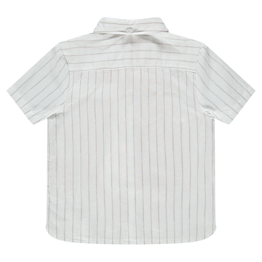 Camisa de manga corta de algodón con rayas y corbata 