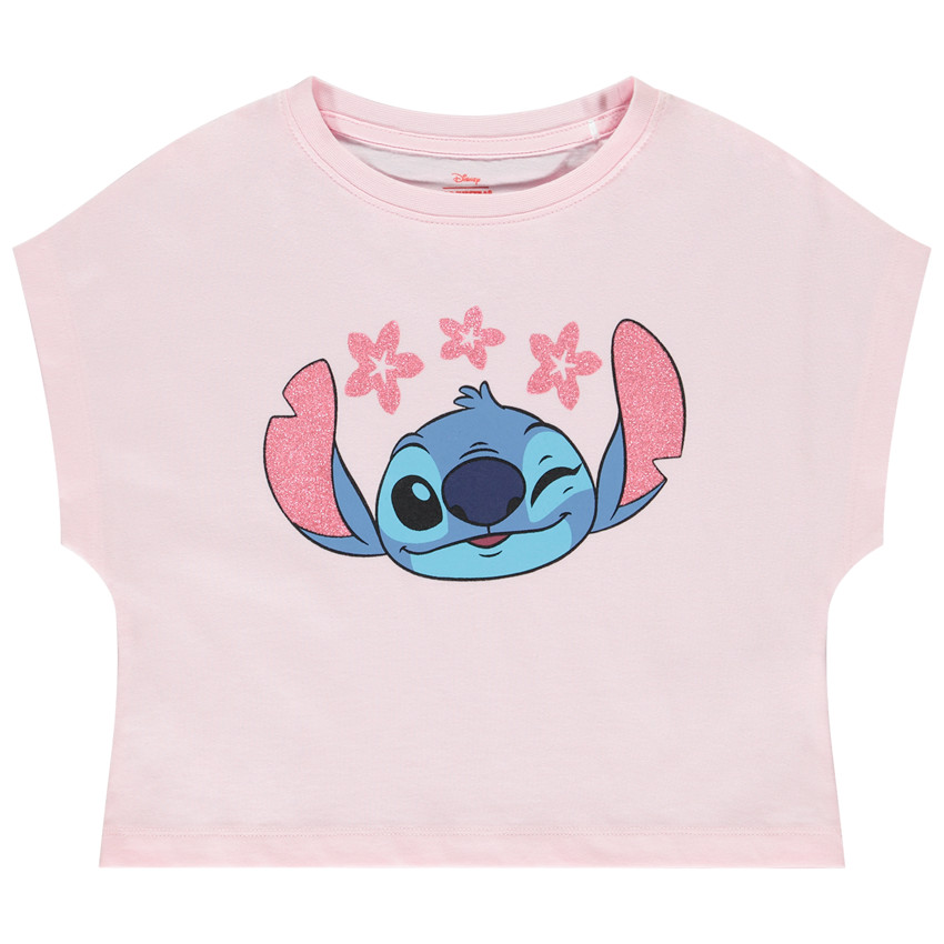 Camiseta de manga corta Stitch Disney con forma de caja para niña 