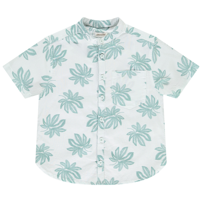 Camisa de manga corta con cuello mao estampada para niño 