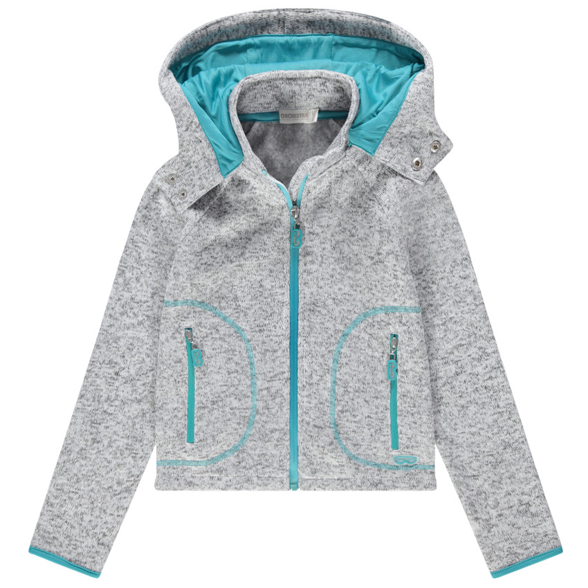 Chaqueta de esquí de polar jaspeada con bolsillos con cremallera 