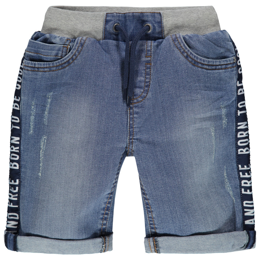 Bermudas vaqueras con efecto desgastado y cintura elástica 