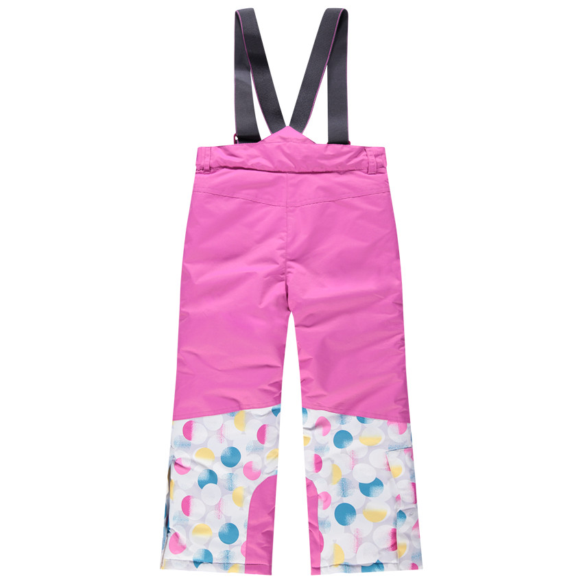 Pantalón de esquí rosa con tirantes desmontables y bolsillos 